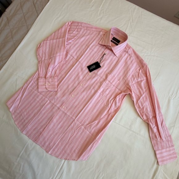 BERNINI Italy, Men's Pink Striped Shirt - Picture 3 of 10
